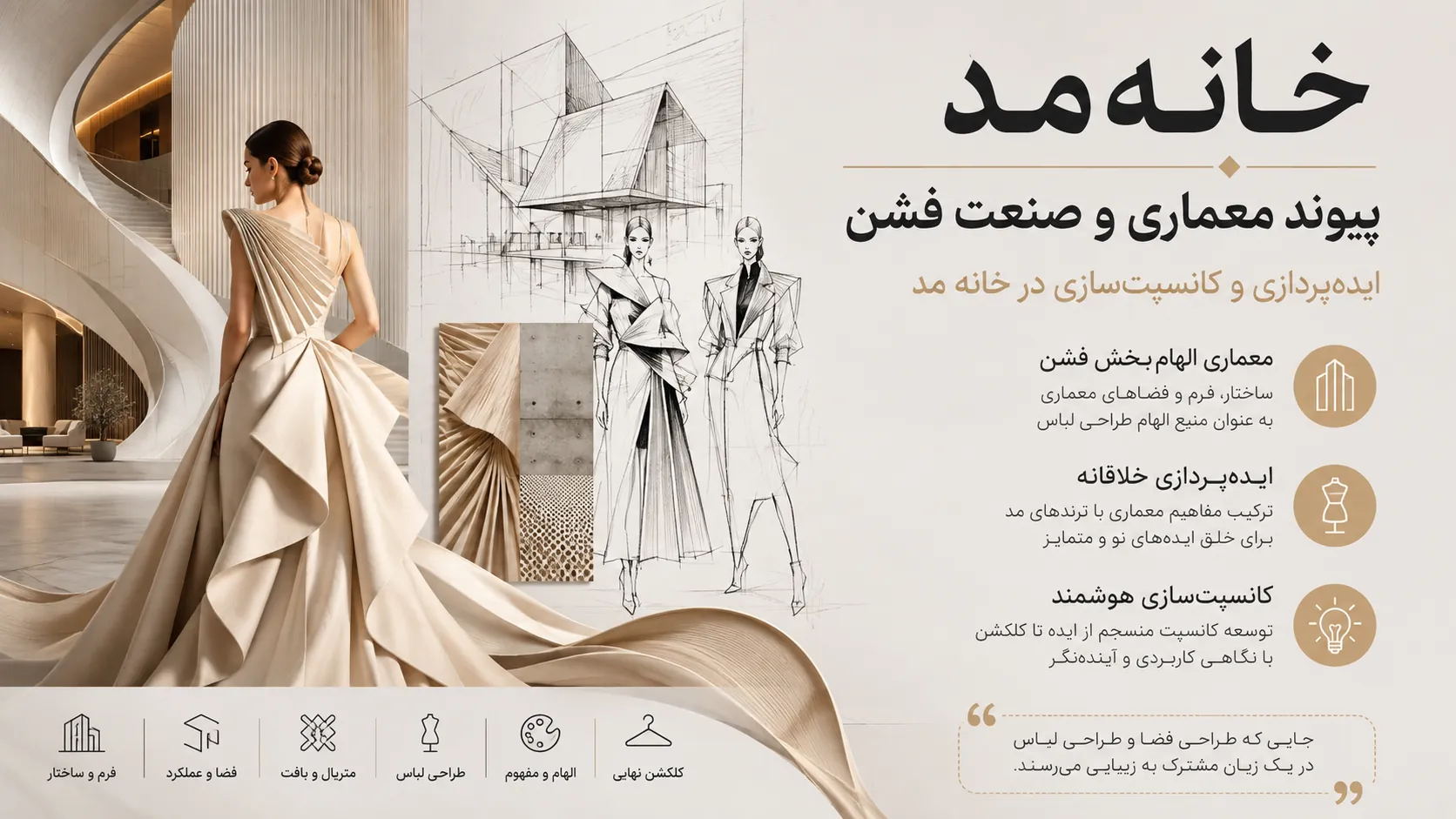 پیوند معماری و صنعت فشن؛ ایدهپردازی و کانسپتسازی در خانه مد 🎨 1 پیوند معماری و صنعت فشن؛ ایدهپردازی و کانسپتسازی در خانه مد