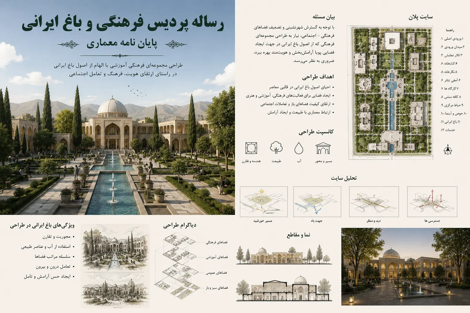 دانلود رایگان رساله پردیس فرهنگی و باغ ایرانی - پایان نامه معماری