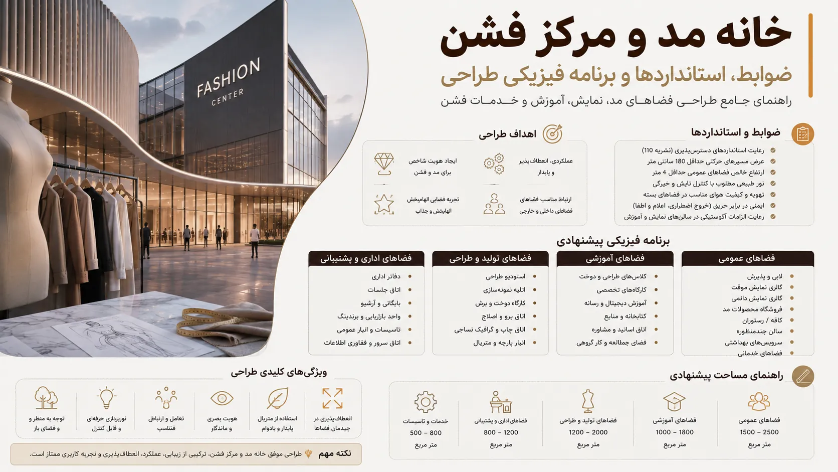 ضوابط، استانداردها و برنامه فیزیکی طراحی خانه مد و مرکز فشن 👗 1 ضوابط، استانداردها و برنامه فیزیکی طراحی خانه مد و مرکز فشن