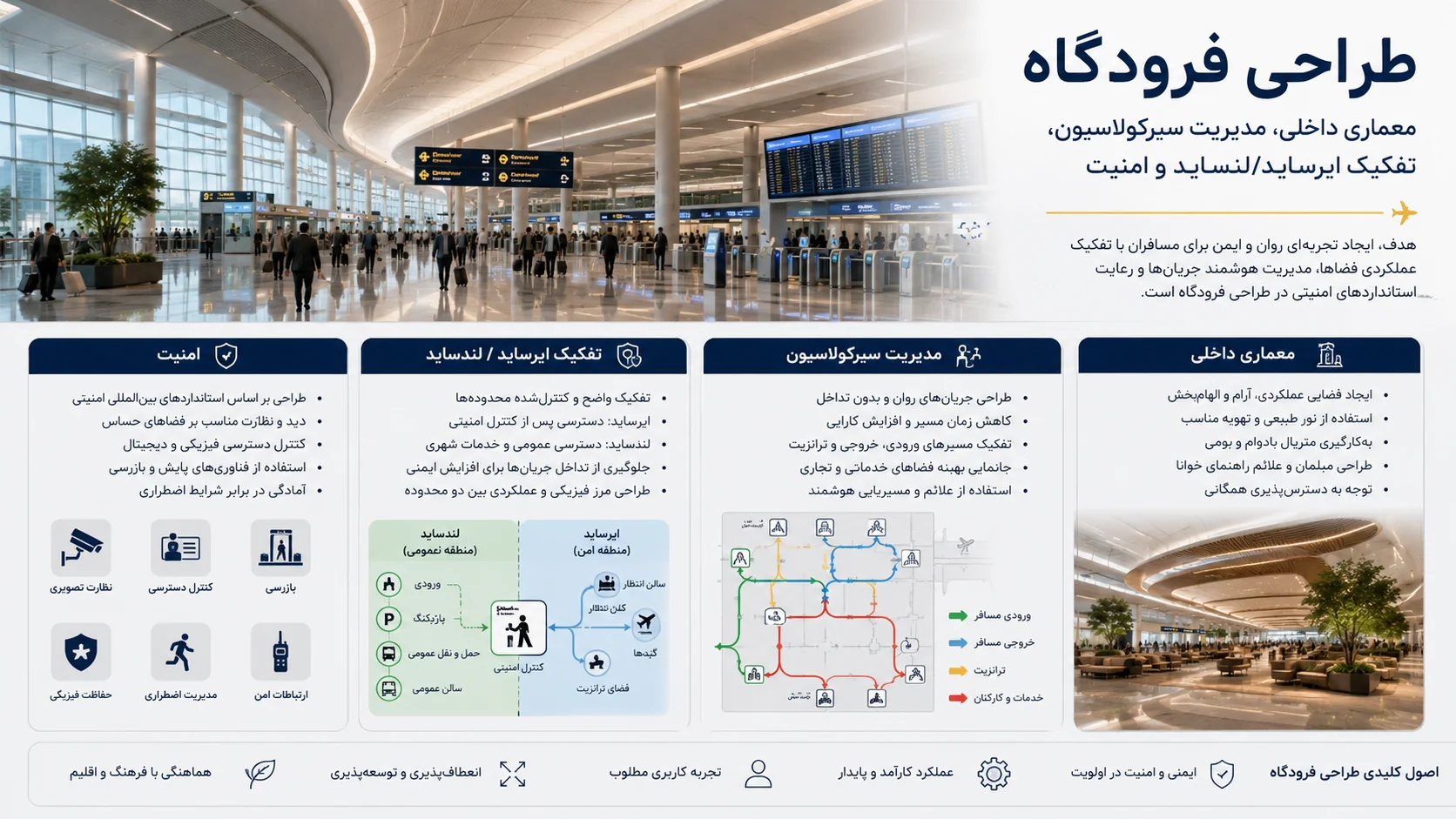 مدیریت سیرکولاسیون، تفکیک زون های ایرساید و لندساید و الزامات امنیتی فرودگاه 🧳 1 مدیریت سیرکولاسیون، تفکیک زونهای ایرساید و لندساید و الزامات امنیتی فرودگاه
