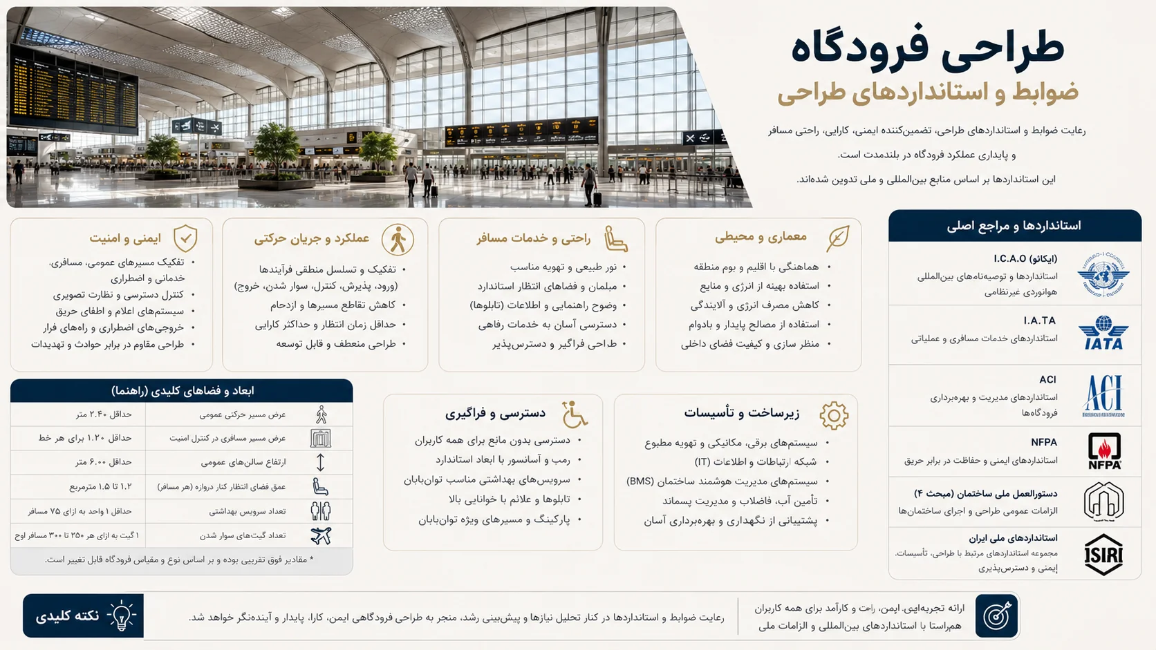 ضوابط، استانداردها و برنامه فیزیکی طراحی ترمینال فرودگاه ✈️ 1 ضوابط، استانداردها و برنامه فیزیکی طراحی ترمینال فرودگاه
