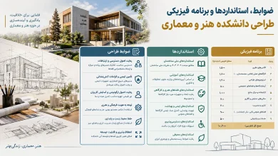 ضوابط، استانداردها و برنامه فیزیکی طراحی دانشکده هنر و معماری 📐 23 ضوابط، استانداردها و برنامه فیزیکی طراحی دانشکده هنر و معماری