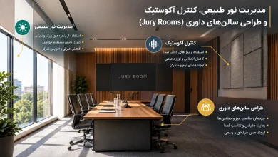 مدیریت نور طبیعی، کنترل آکوستیک و طراحی سالنهای داوری (Jury Rooms) 💡 17 مدیریت نور طبیعی، کنترل آکوستیک و طراحی سالنهای داوری (Jury Rooms)