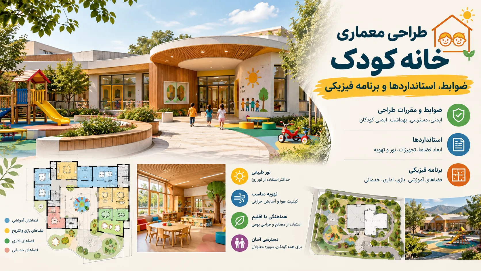 ضوابط، استانداردها و برنامه فیزیکی طراحی خانه کودک 👶 1 ضوابط، استانداردها و برنامه فیزیکی طراحی خانه کودک