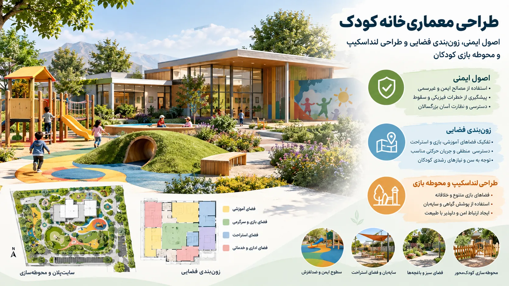 اصول ایمنی، زونبندی فضایی و طراحی لنداسکیپ و محوطه بازی کودکان 🌳 1 اصول ایمنی، زونبندی فضایی و طراحی لنداسکیپ و محوطه بازی کودکان