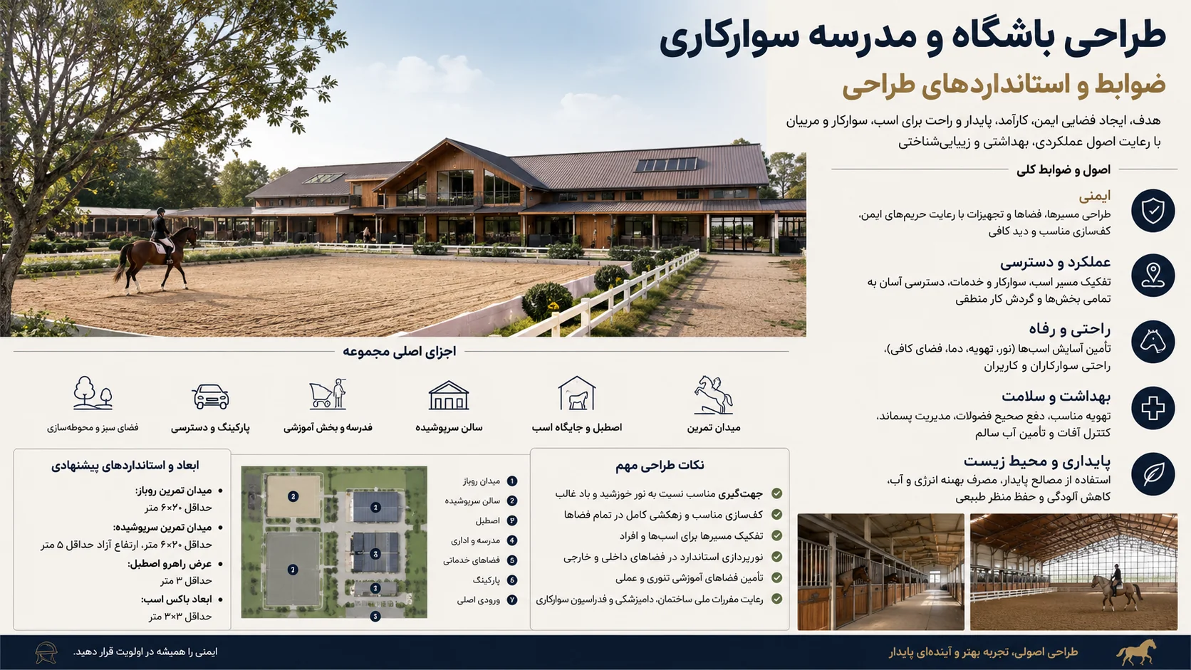 ضوابط، استانداردها و برنامه فیزیکی طراحی باشگاه سوارکاری