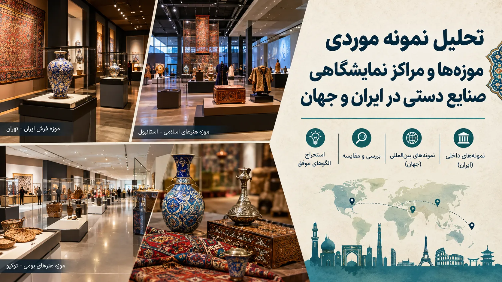 تحلیل نمونه موردی موزهها و مراکز نمایشگاهی صنایع دستی در ایران و جهان 🏛️ 1 تحلیل نمونه موردی موزهها و مراکز نمایشگاهی صنایع دستی در ایران و جهان