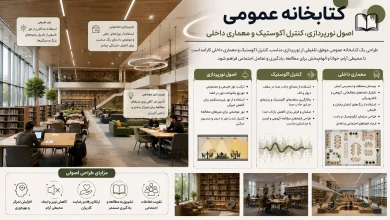 اصول نورپردازی، کنترل آکوستیک و معماری داخلی کتابخانه 💡 15 اصول نورپردازی، کنترل آکوستیک و معماری داخلی کتابخانه