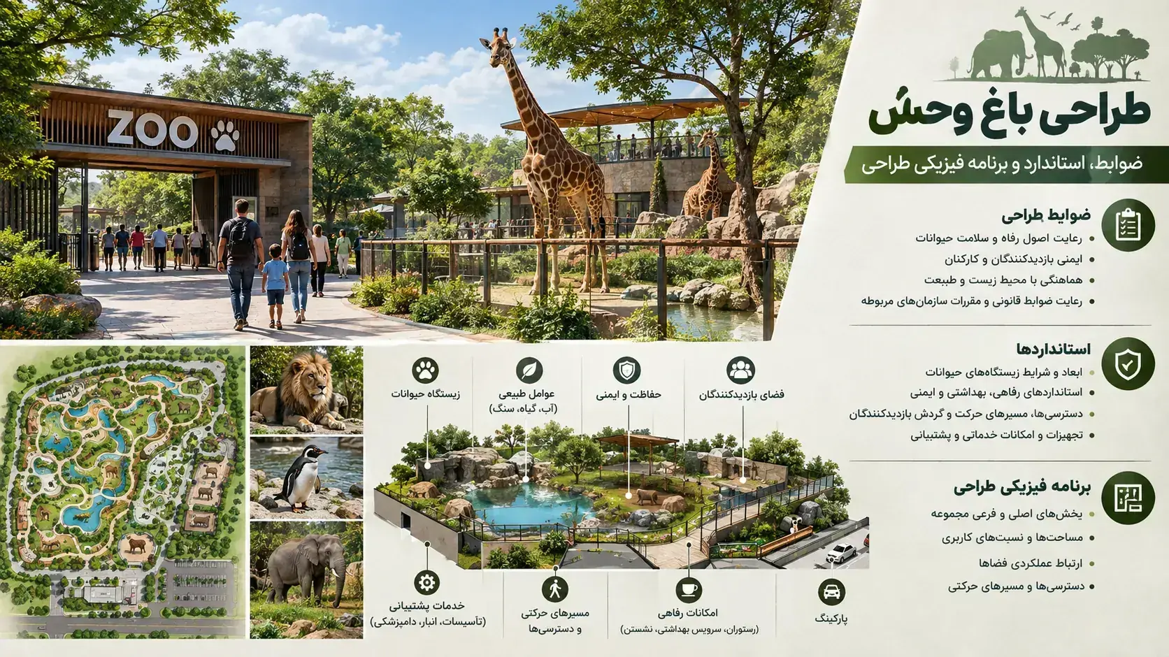ضوابط، استانداردها و برنامه فیزیکی طراحی باغ وحش 🦁 1 ضوابط، استانداردها و برنامه فیزیکی طراحی باغ وحش